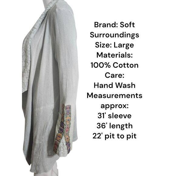 Soft Surroundings Large Thermal‎ Cadence Open Front Laces Trim Cardigan Sweater - Picture 2 of 12